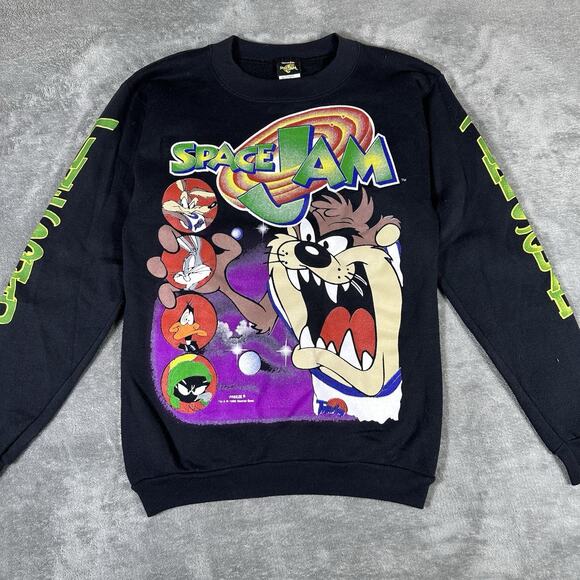 VINTAGE 1996 Space Jam Taz Sweatshirt Youth L (14-16) Warner Bros Made In USA‎ - Picture 1 of 7